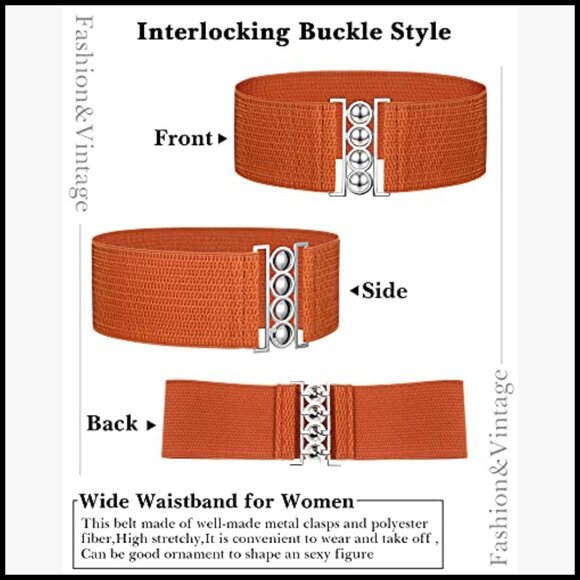 Wide Elastic Stretch Belt with Alloy Buckle for Women main image 6
